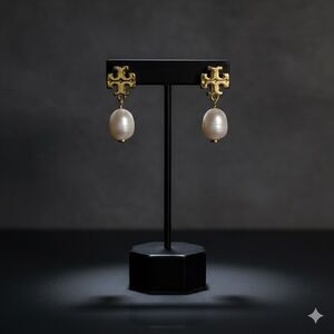 Tory Burch gold moondance pearl drop earrings